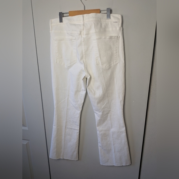 MOTHER The Weekender Fray White Stretch Flare Women Jeans Size 34 Made in USA - Picture 10 of 16
